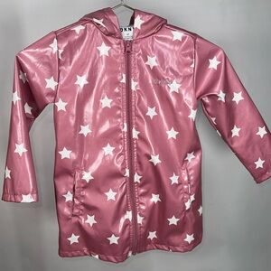 DKNY girls all over stars blush raincoat sz 4